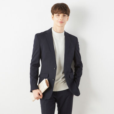 【SLIM TAPERED_2】【年間】2釦シングルテーパードパンツスーツ 0タック/ネイビー/ウエストシャーリング/4S/※パンツ裾上げ済仕様