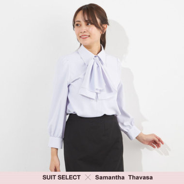 【SUIT SELECT×Samantha Thavasa】【長袖】2WAYボウタイブラウス/ラベンダー