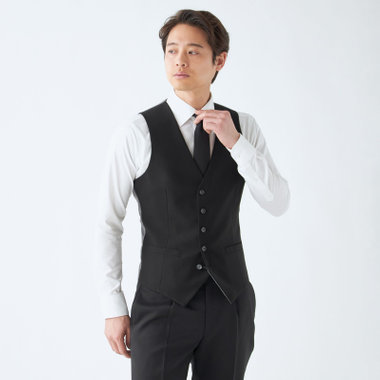 【BL】【年間】リバーシブルジレ(ベスト)/ブラック×ソリッド＆グレー×ソリッド