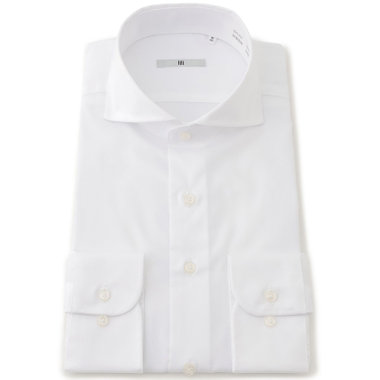 【SILVER LINE】【形態安定】ホリゾンタルワイドカラーワイシャツ/ホワイト