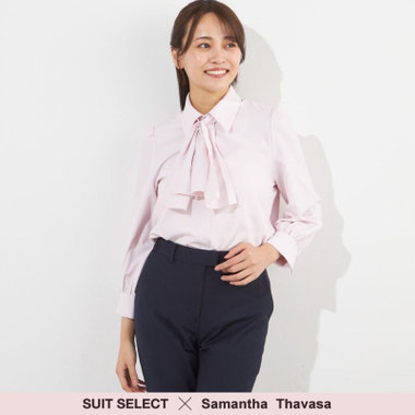 【SUIT SELECT×Samantha Thavasa】【長袖】2WAYボウタイブラウス/ピンク