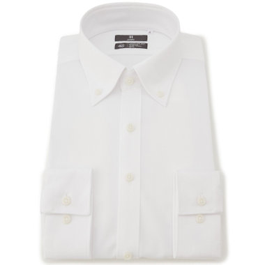 【SKINNY】【スーパーノンアイロン】ボタンダウンドレスワイシャツ/ホワイト×ドビー/SUPER NON IRON 4S