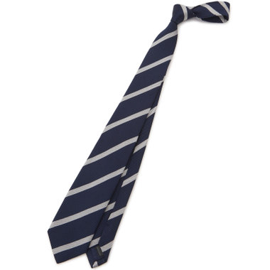 【発送在庫あり】【BLACK LINE】シルクコットンストライプネクタイ 7.5cm幅/ネイビー×シルバー/ITALIAN FABRICS