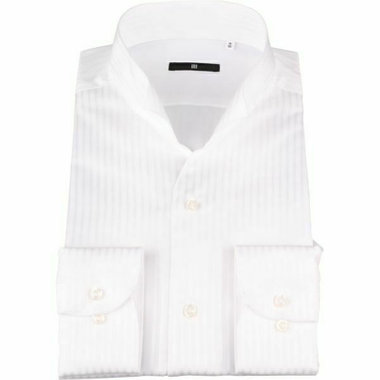 【WEB限定/OUTLET/汚れ・キズ等有】【BL-3】【形態安定】ハイスタンドイタリアンドレスワイシャツ/ホワイト×ドビーストライプ