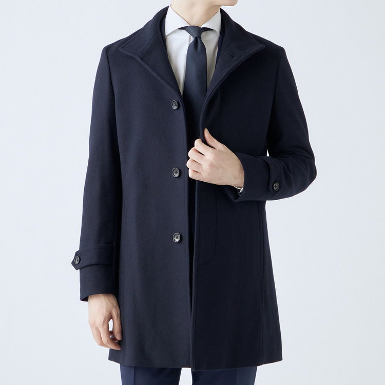 ブラックライン 【発送在庫あり】【BL】ウールブレンドスタンドカラーチェスターコート/ネイビー 紺中間