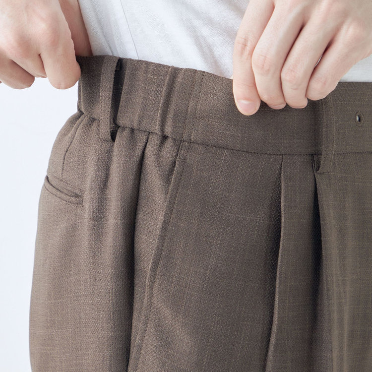 シルバーライン 【RBC】【春夏】3釦段返りシングルスーツ 2タック/ブラウン/パッチポケット/ドローコード&ウエストシャーリング/※パンツ裾上げ済仕様 茶中間