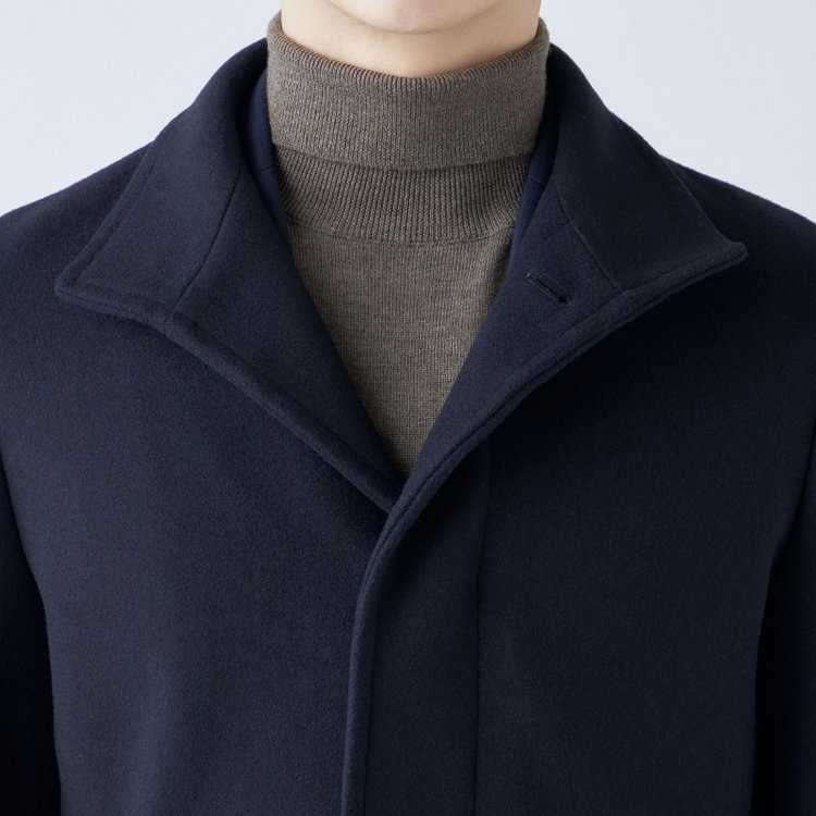 ブラックライン 【発送在庫あり】【BL】ウールブレンドスタンドカラーチェスターコート/ネイビー 紺中間