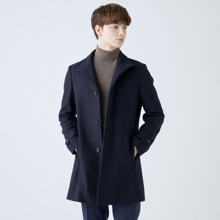 ブラックライン 【発送在庫あり】【BL】ウールブレンドスタンドカラーチェスターコート/ネイビー 紺中間