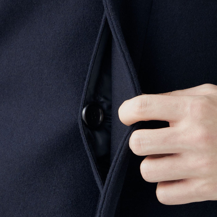 ブラックライン 【発送在庫あり】【BL】ウールブレンドスタンドカラーチェスターコート/ネイビー 紺中間