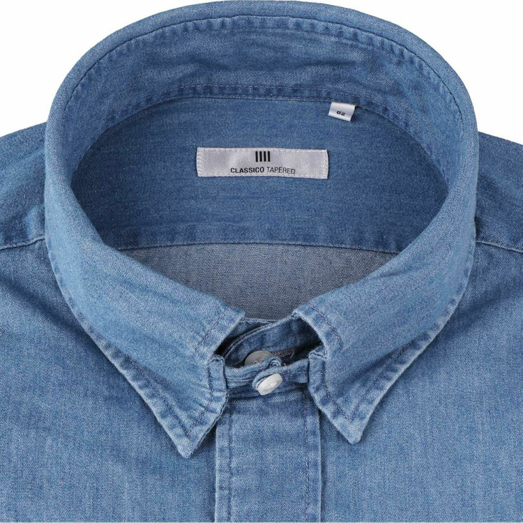 SUIT SELECT　アウトレット 【WEB限定/OUTLET B級品/汚れ・変色・日焼け・キズ等有】【CLASSICO TAPERED】タブカラードレスワイシャツ/ブルー+インディゴ染 青中間