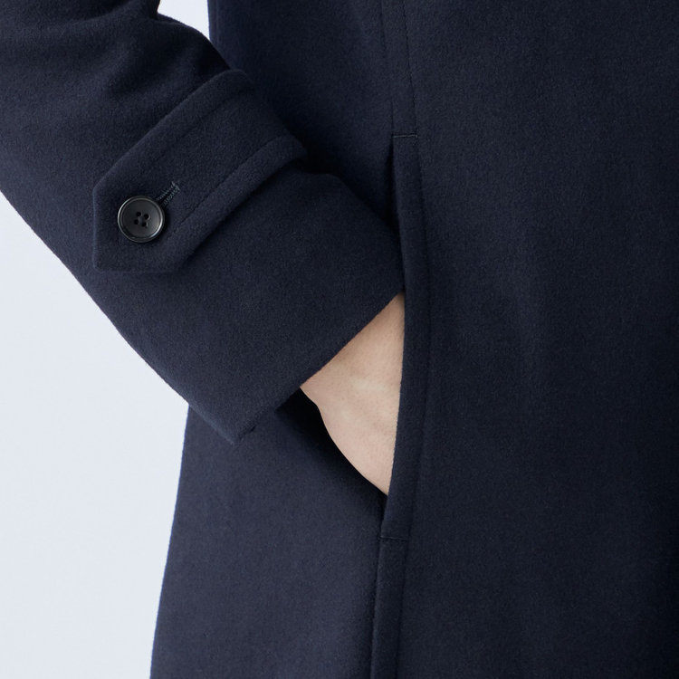ブラックライン 【発送在庫あり】【BL】ウールブレンドスタンドカラーチェスターコート/ネイビー 紺中間