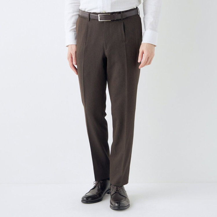 シルバーライン 【CLASSICO TAPERED】【春夏】1タックテーパードパンツ/ブラウン/ウエストムーブ仕様/4S SUSTAINABILITY&ECOLOGY FABRIC/※裾上げ済仕様 茶中間