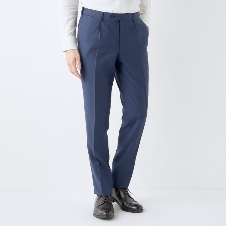シルバーライン 【CLASSICO TAPERED】【春夏】ウール 1タックテーパードパンツ/ネイビー/ウエストムーブ/※裾上げ必要 紺中間