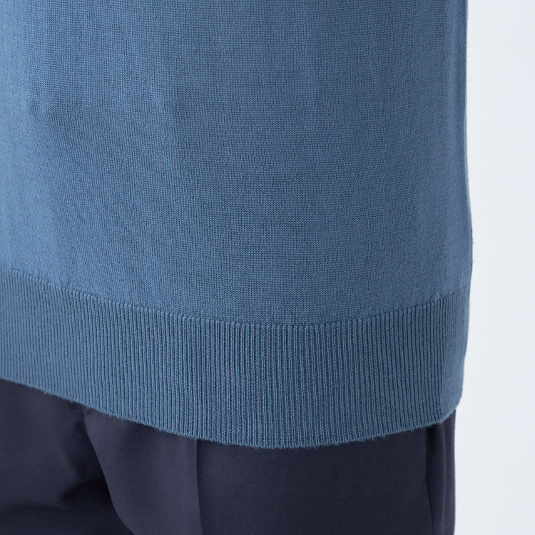 スーツセレクト 【RBC】【秋冬】ウール100％タートルネックニットセーター/ブルー/ZEGNA BARUFFA/マシンウォッシャブル 青中間
