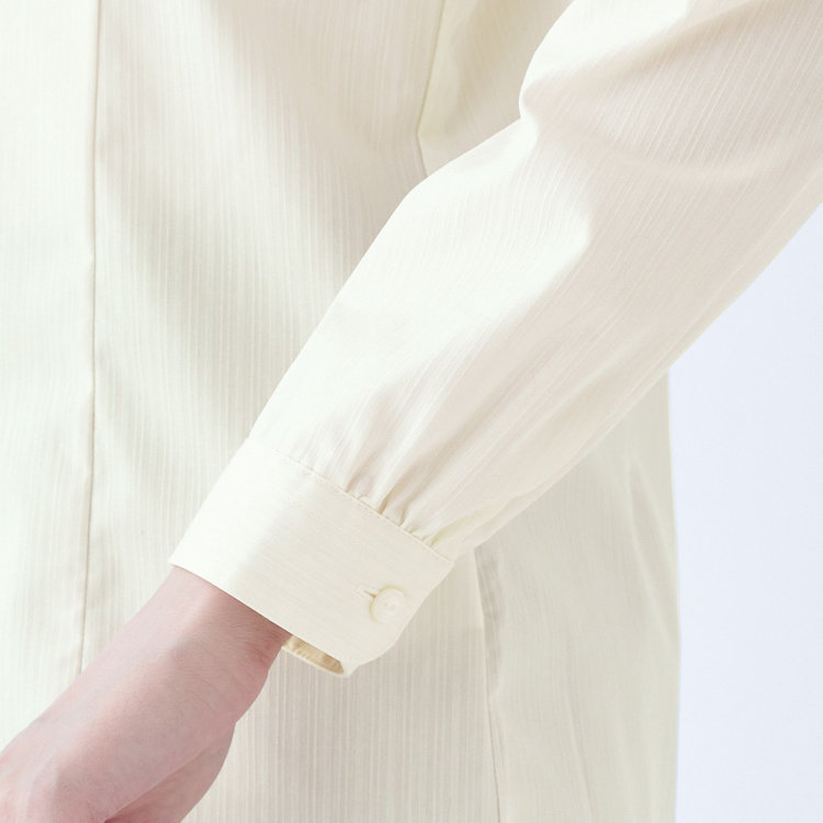 スーツセレクト 【SUIT SELECT×Samantha Thavasa】【長袖】リボン&フリル取り外しスキッパー/イエロー×ドビーストライプ/形態安定 イエロー系(黄)