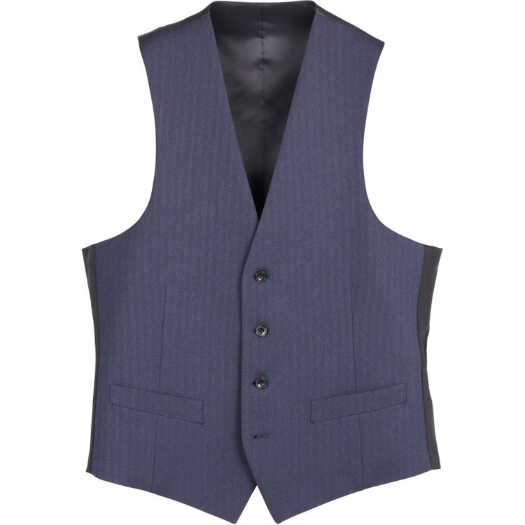 スーツセレクト 【WEB限定/OUTLET】【SLIM TAPERED_2】【年間】2釦シングルスリーピーススーツ 0タック/ネイビー×ヘリンボーンストライプ/4S/※パンツ裾上げ済仕様 ネイビー系(紺)