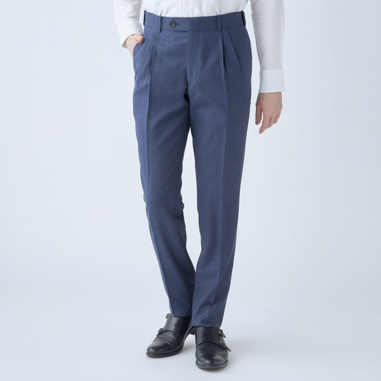 シルバーライン 【CLASSICO TAPERED】【春夏】3釦段返りシングルスーツ 2タック/ネイビー/パッチポケット/ウエストムーブ仕様/MARZOTTO/※パンツ裾直し必要 紺淡色