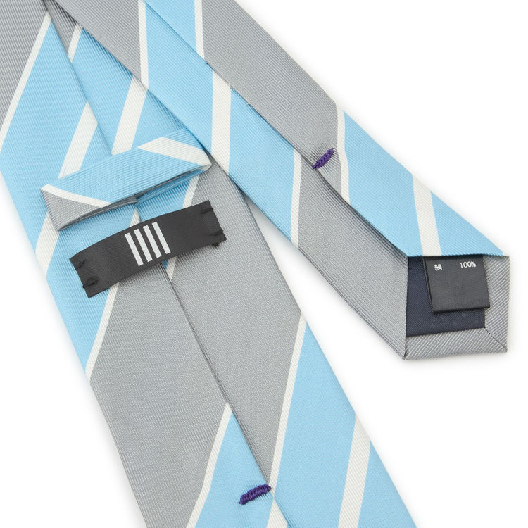 ブラックライン 【BLACK LINE】シルクストライプネクタイ 7.5cm幅/グレー×サックス×ホワイト その他