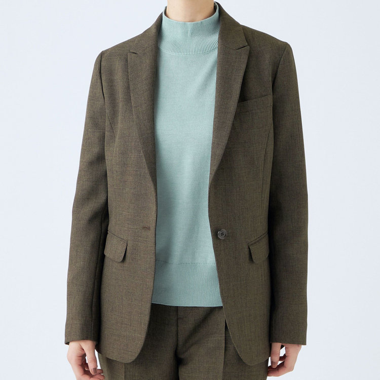 シルバーライン 【RELAX TAPERED_2】【秋冬】1釦シングルテーパードパンツスーツ/ブラウン/ウォッシャブル/4S SUSTAINABILITY&ECOLOGY FABRIC/※パンツ裾上げ済仕様 茶中間