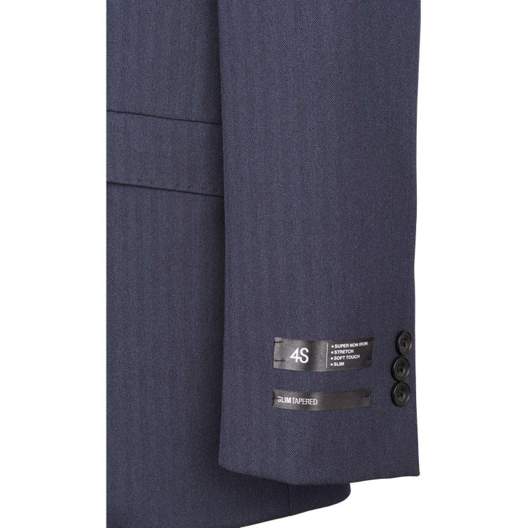 スーツセレクト 【WEB限定/OUTLET】【SLIM TAPERED_2】【年間】2釦シングルスリーピーススーツ 0タック/ネイビー×ヘリンボーンストライプ/4S/※パンツ裾上げ済仕様 ネイビー系(紺)