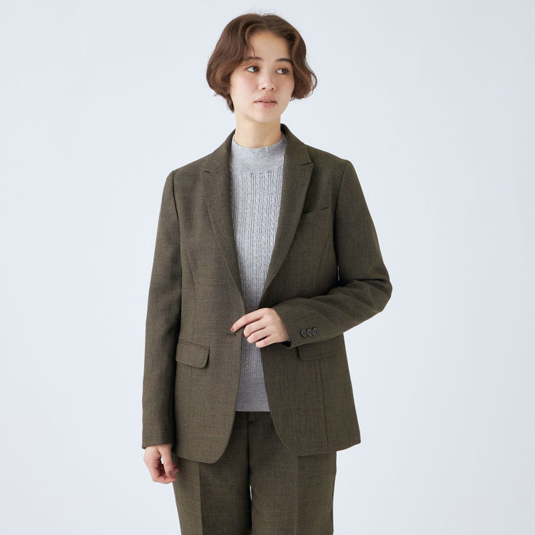 シルバーライン 【RELAX TAPERED_2】【秋冬】1釦シングルテーパードパンツスーツ/ブラウン/ウォッシャブル/4S SUSTAINABILITY&ECOLOGY FABRIC/※パンツ裾上げ済仕様 茶中間