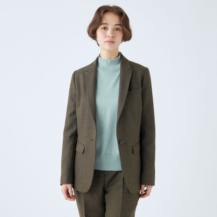 シルバーライン 【RELAX TAPERED_2】【秋冬】1釦シングルテーパードパンツスーツ/ブラウン/ウォッシャブル/4S SUSTAINABILITY&ECOLOGY FABRIC/※パンツ裾上げ済仕様 茶中間