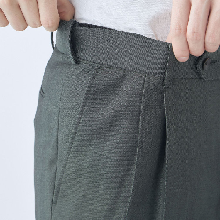 シルバーライン 【CLASSICO TAPERED】【春夏】3釦段返りシングルスーツ 2タック/カーキ/パッチポケット/ウエストムーブ/MARZOTTO/※パンツ裾直し必要 茶中間