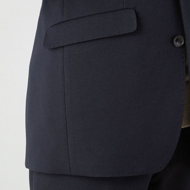 ブラックライン 【SLIM TAPERED_2】【年間】2釦シングルテーパードパンツスーツ 0タック/ネイビー/ウエストシャーリング/4S/※パンツ裾上げ済仕様 紺中間