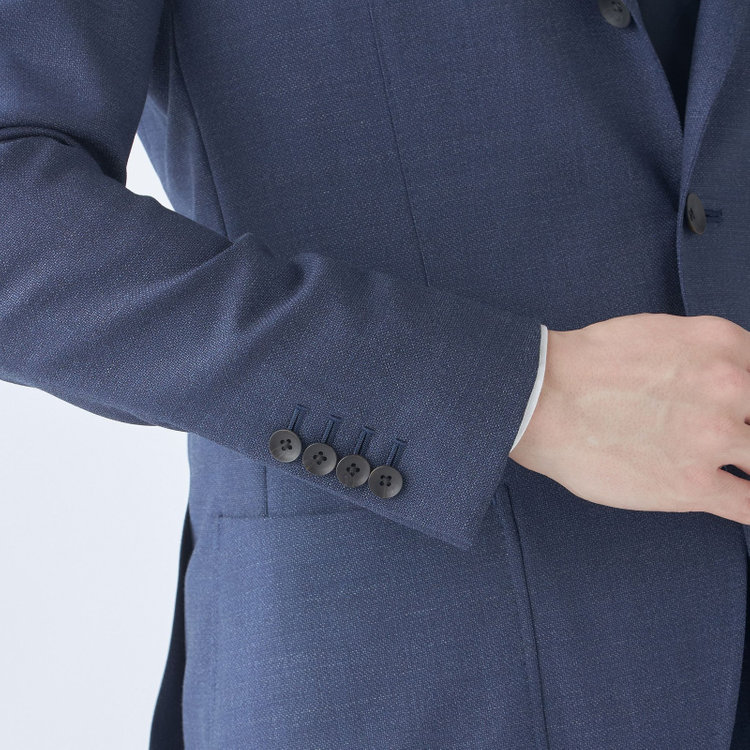 シルバーライン 【CLASSICO TAPERED】【春夏】3釦段返りシングルスーツ 2タック/ネイビー/パッチポケット/ウエストムーブ仕様/MARZOTTO/※パンツ裾直し必要 紺淡色