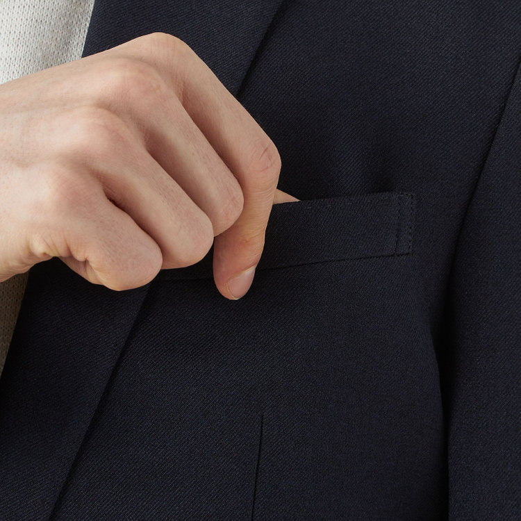 ブラックライン 【SLIM TAPERED_2】【年間】2釦シングルテーパードパンツスーツ 0タック/ネイビー/ウエストシャーリング/4S/※パンツ裾上げ済仕様 紺中間