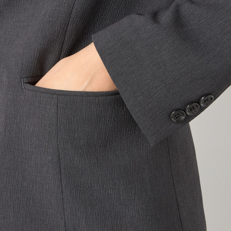 シルバーライン 【RELAX TAPERED】【春夏】1釦テーパードパンツスーツ/グレー/ウエストシャーリング/ウォッシャブル/4S SUSTAINABILITY&ECOLOGY FABRIC/※パンツ裾上げ済仕様 グレー濃色