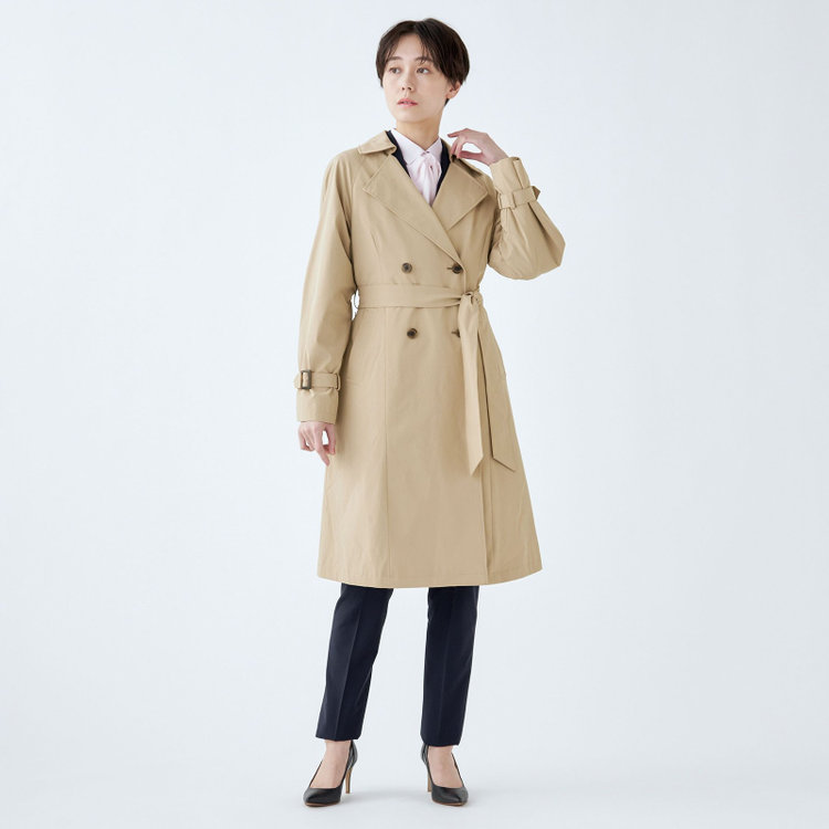 スーツセレクト 【SUIT SELECT×Samantha Thavasa】バックプリーツ トレンチコート/ベージュ 茶淡色