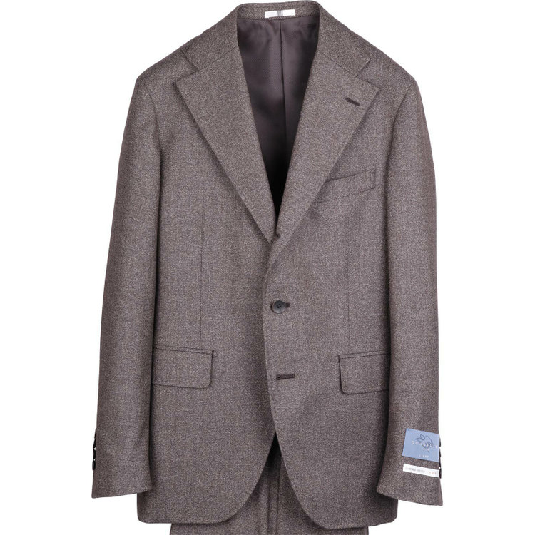 スーツセレクト 【発送在庫あり】【CLASSICO TAPERED】【秋冬】3釦段返りシングルスーツ 2タック/ブラウン/サイドアジャスター/GUABELLO 1815 LIEVE woven in biella italy ブラウン系(茶)