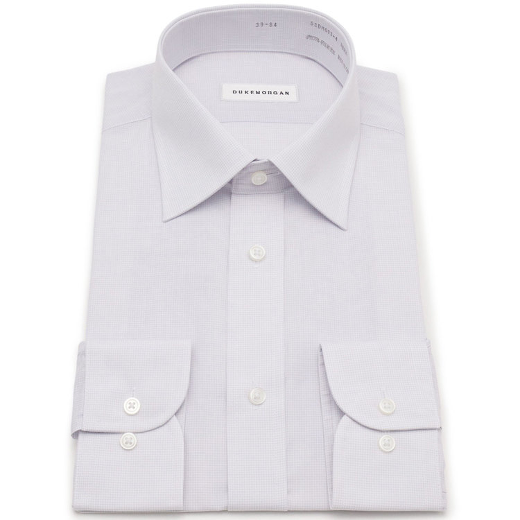 ソノタ 【発送在庫あり】【形態安定】ワイドカラーワイシャツ/グレー×チェック グレー中間