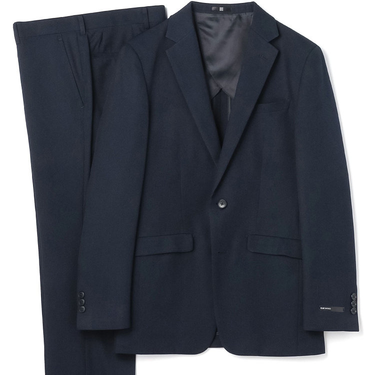 ブラックライン 【SLIM TAPERED_2】【秋冬】2釦シングルスーツ 0タック/ネイビー×ストライプ/4S/※裾上げ必要 紺濃色