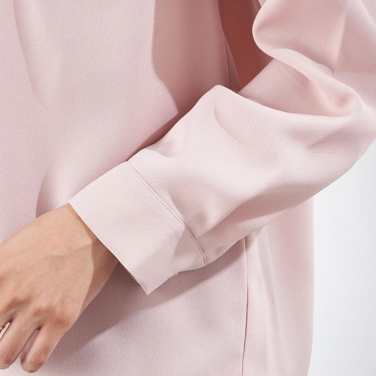 シルバーライン 【SILVER LINE/長袖】リボン付きブラウス/ピンク 赤淡色