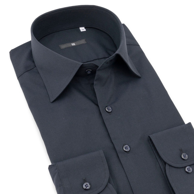 ブラックライン 【発送在庫あり】【BLACK LINE】【形態安定】ワイドカラードレスワイシャツ/ネイビー 紺中間