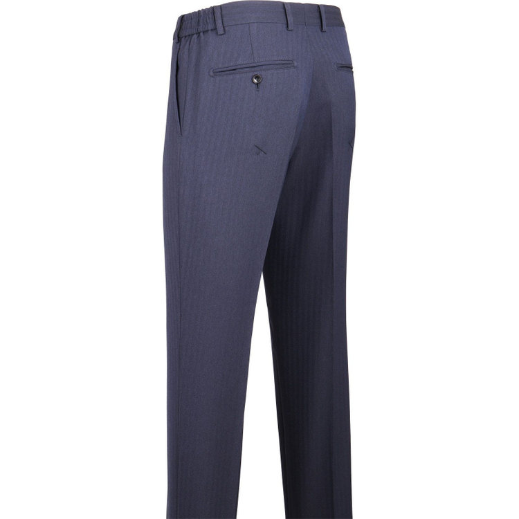 スーツセレクト 【WEB限定/OUTLET】【SLIM TAPERED_2】【年間】2釦シングルスリーピーススーツ 0タック/ネイビー×ヘリンボーンストライプ/4S/※パンツ裾上げ済仕様 ネイビー系(紺)