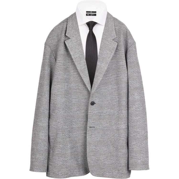 スーツセレクト 【発送在庫あり】【RBC】【秋冬】2釦オーバーサイズジャケット/ブラック＆グレー×グレンチェック グレー系(灰)