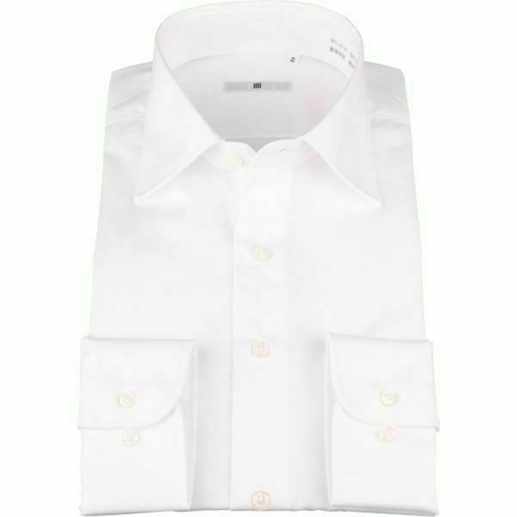 SUIT SELECT　アウトレット 【WEB限定/OUTLET/汚れ・キズ等有】【SL-4】【形態安定】ワイドカラードレスワイシャツ/ホワイト×ブロード(無地) 白