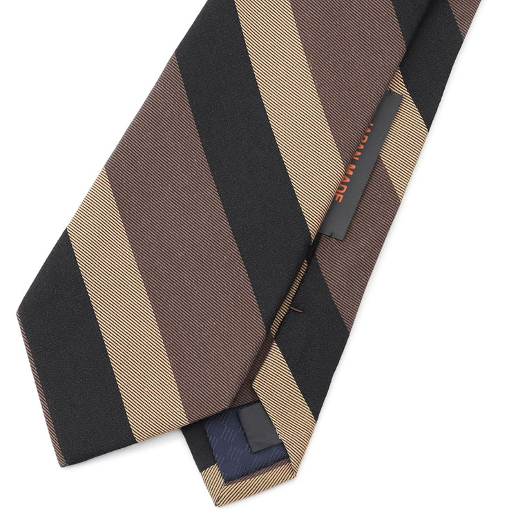 シルバーライン 【SILVER LINE】シルクブレンドストライプネクタイ 8.5cm幅/ブラウン×ブラック/JAPAN MADE その他