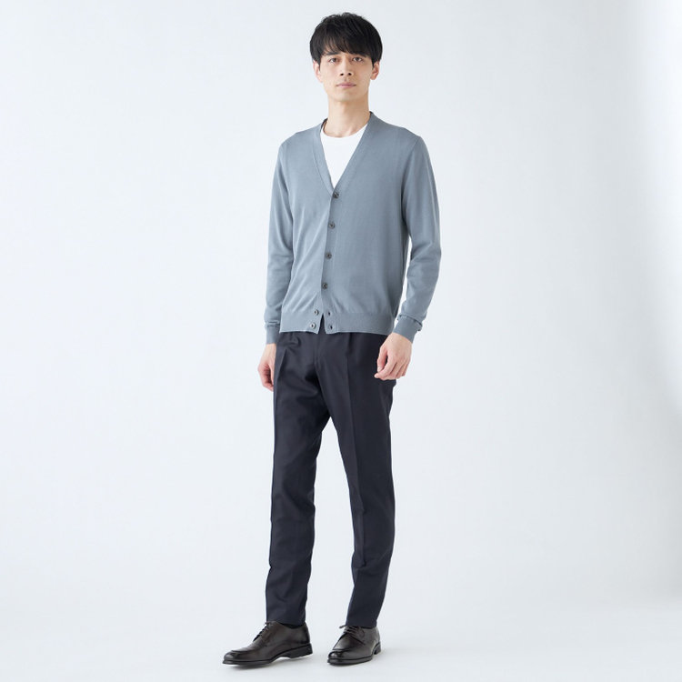 スーツセレクト 【RBC】【春夏】コットンレーヨンニットカーディガン/ブルー 青淡色