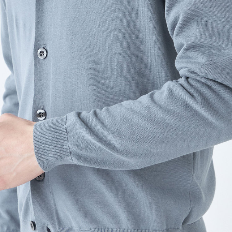 スーツセレクト 【RBC】【春夏】コットンレーヨンニットカーディガン/ブルー 青淡色