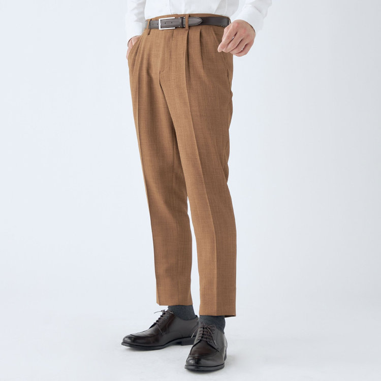 ブラックライン 【RBC】【春夏】2タックパンツ/ブラウン/サイド尾錠/4S SUSTAINABILITY&ECOLOGY FABRIC/※裾上げ済仕様 茶中間