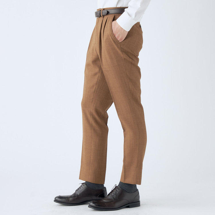ブラックライン 【RBC】【春夏】2タックパンツ/ブラウン/サイド尾錠/4S SUSTAINABILITY&ECOLOGY FABRIC/※裾上げ済仕様 茶中間