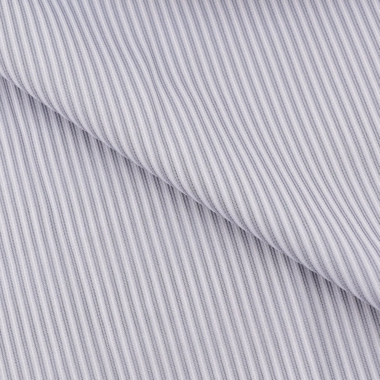 スーツセレクト 【発送在庫あり】【BLACK LINE/半袖】ボタンダウンワイシャツ/グレー＆ホワイト×ストライプ/「4S」スーパーノンアイロン・ストレッチ グレー中間