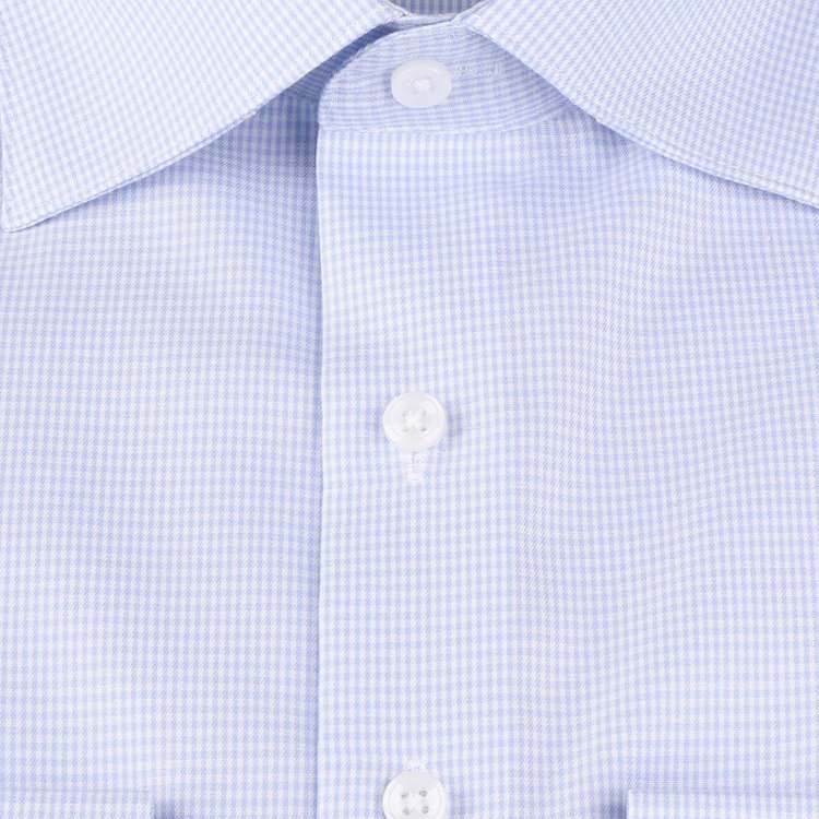 ブラックライン 【BLACK LINE】【形態安定】【ノンアイロン】ワイドカラードレスワイシャツ/ブルー＆ホワイト×チェック/NON IRON COTTON ブルー系(青)