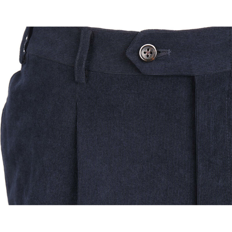 スーツセレクト 【CLASSICO TAPERED】【秋冬】1タックテーパードパンツ/ネイビー×コーデュロイ/シャーリング仕様/4S SUSTAINABLE ネイビー系(紺)