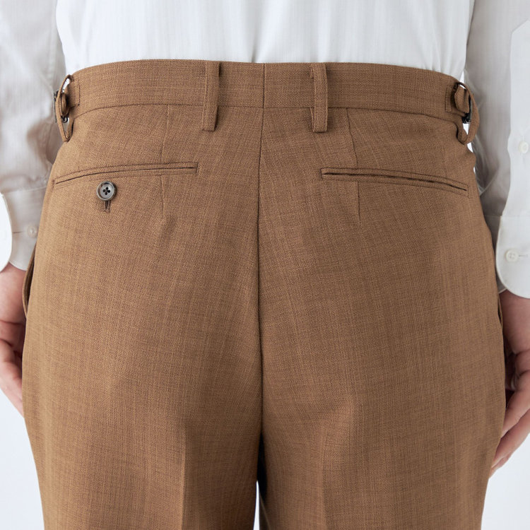 ブラックライン 【RBC】【春夏】2タックパンツ/ブラウン/サイド尾錠/4S SUSTAINABILITY&ECOLOGY FABRIC/※裾上げ済仕様 茶中間