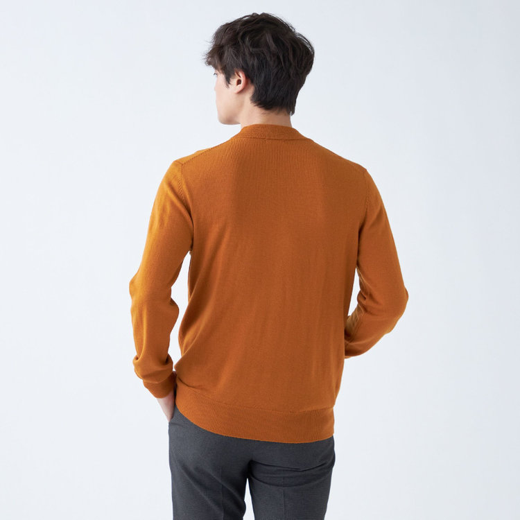 スーツセレクト 【RBC】【秋冬】ウール100%モックネックニットセーター/オレンジ/ZEGNA BARUFFA/マシンウォッシャブル 橙濃色